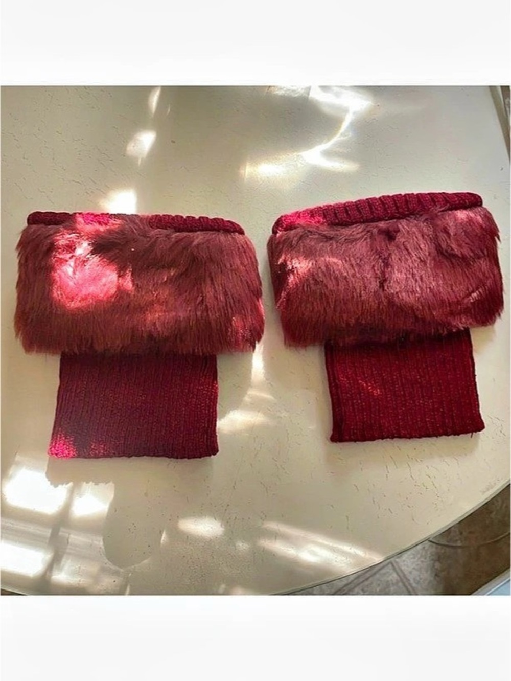 Red Faux Fur boot tops Like New